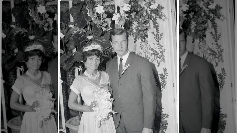 Black-and-white photo of Earth Kitt marrying William McDonald