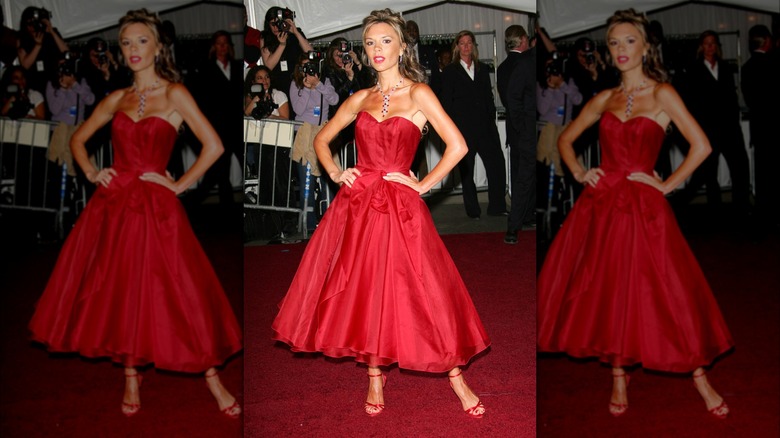 Victoria Beckham in a red dress