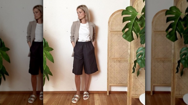 Woman in culottes