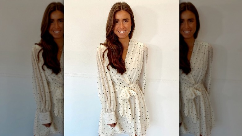 Woman in long sleeve dress