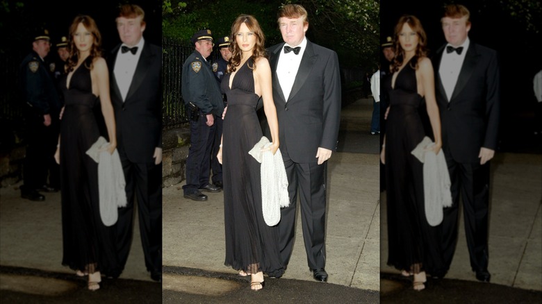 Donald Trump and girlfriend Melania Knauss attend the wedding of Rudolph Giuliani and Judith Nathan at Gracie Mansion May 24th , 2003