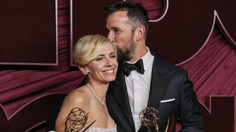 Sara Wells and Noah Wyle attend HBO Max's Post-Emmy reception at San Vicente Bungalows on September 14, 2025