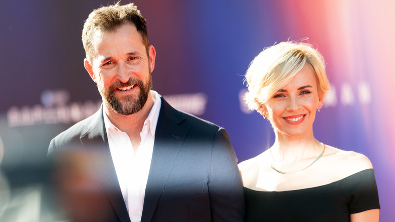 Noah Wyle and Sara Wells attend the Los Angeles Premiere of Warner Bros. "Superman" at TCL Chinese Theatre on July 07, 2025 in Hollywood, California