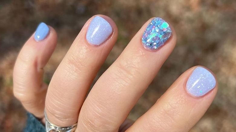 Blue glitter nails