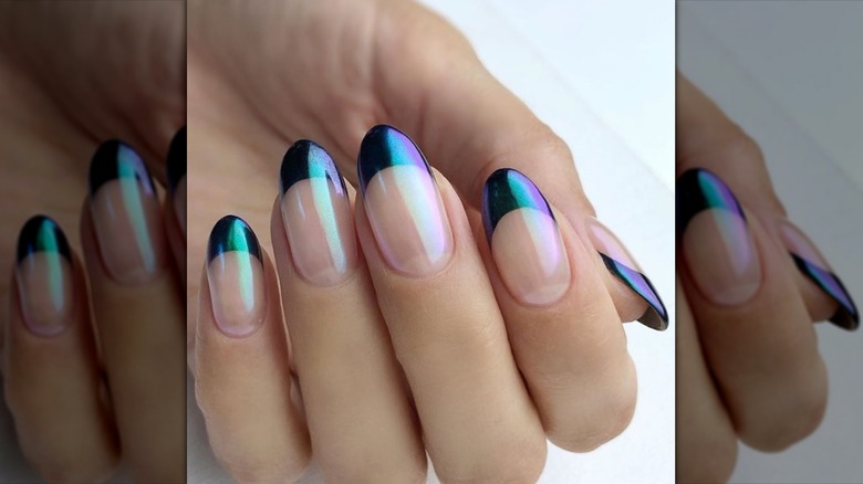 Dark tips iridescent sheen