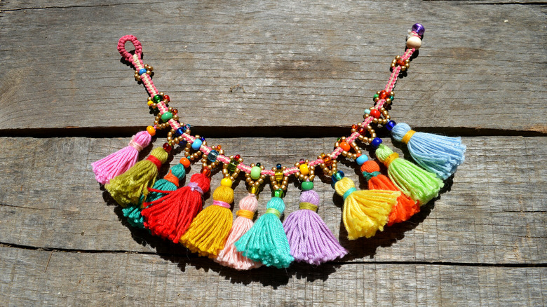 rainbow boho anklet