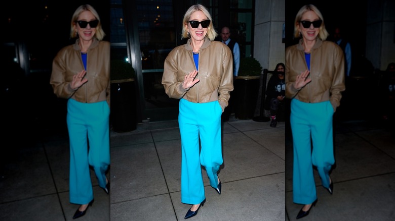 Maomi Watts wearing grandma shoes