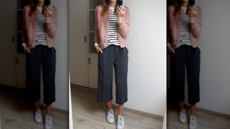 Woman in culottes