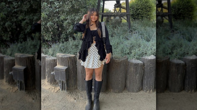 Woman in rain boots