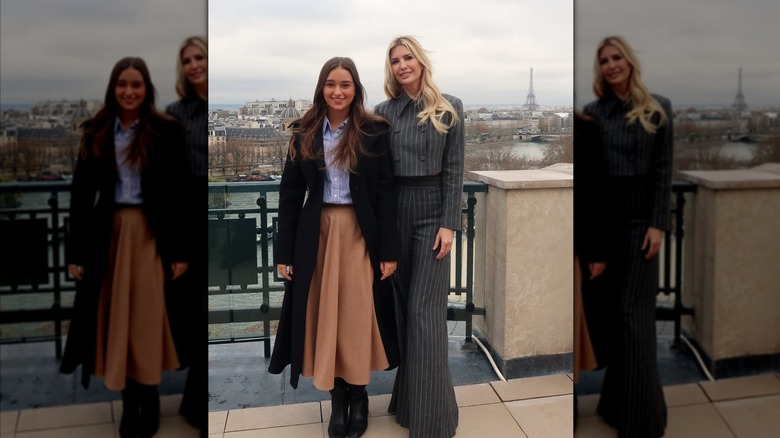 Ivanka Trump poses for a photo with daughter in Paris, France