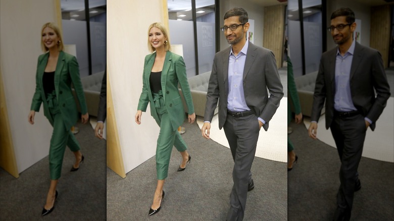 Ivanka Trump and the CEO of Google, Sundar Pichai walking together