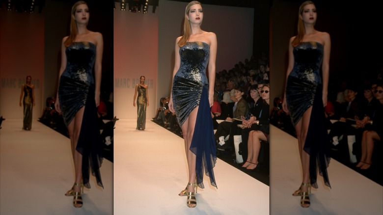 Ivanka Trump in a red outfit on the runway