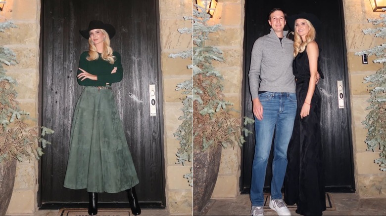 Ivanka Trump in two different shots on Instagram dressed as a cowgirl