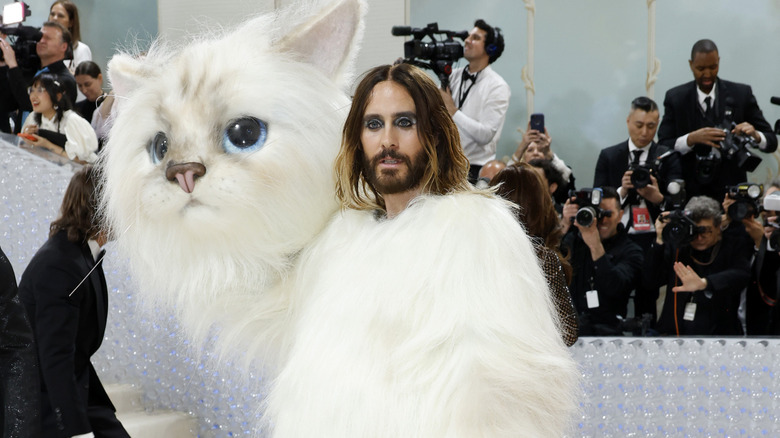 Jared Leto dressed as Lagerfeld's cat