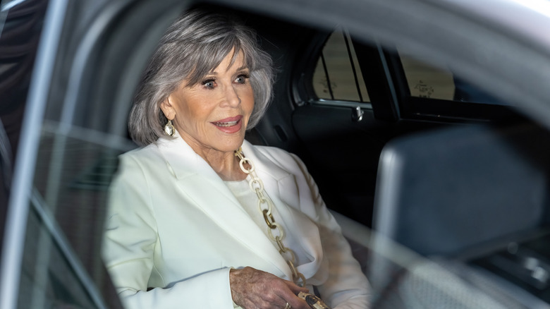 Jane Fonda in a car