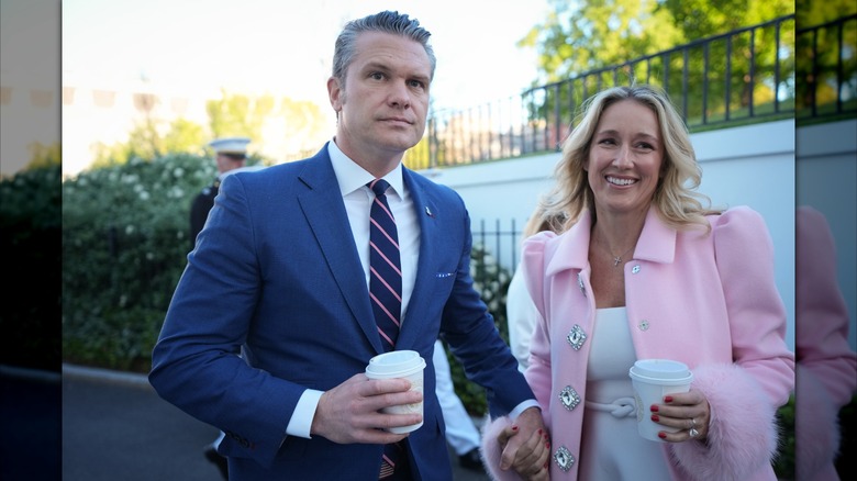 Pete Hegseth and Jennifer Hegseth holding hands
