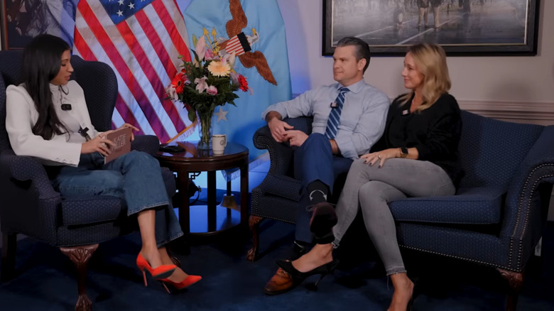 Katie Miller interviewing Pete Hegseth and Jennifer Hegseth