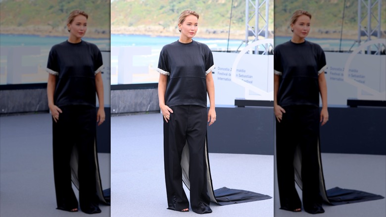 Jennifer Lawrence wearing a black outfit
