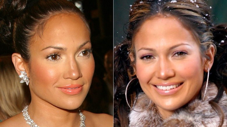 Jennifer Lopez with glowy makeup while filming Maid In Manhattan and the All I Have music video