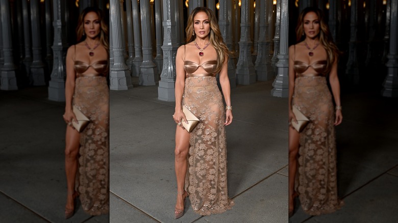Jennifer Lopez at the LACMA Art and Film Gala in 2023, wearing a nude dress