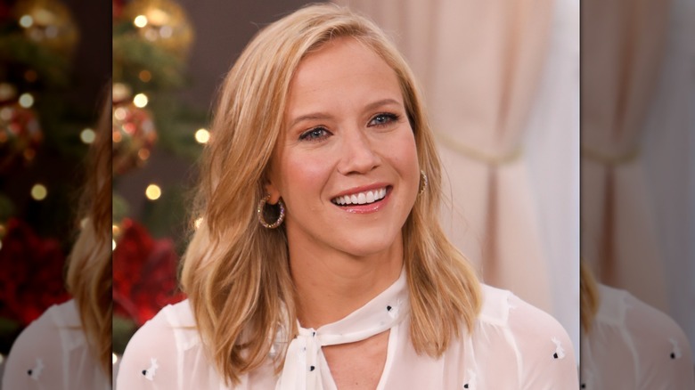 Actress Jessy Schram visits Hallmark Channel's "Home & Family" at Universal Studios Hollywood on November 18, 2020 in Universal City, California