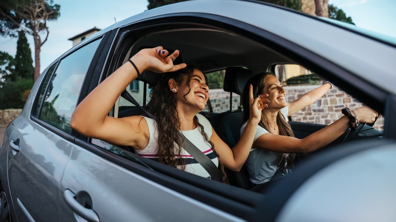 two women driving
