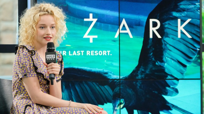 Julia Garner on stage talking about Ozark in 2017