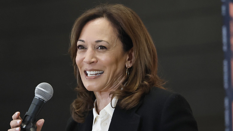 Kamala Harris speaking at the State Of The People POWER Tour