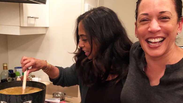 Kamala Harris cooking with her sister during Christmas