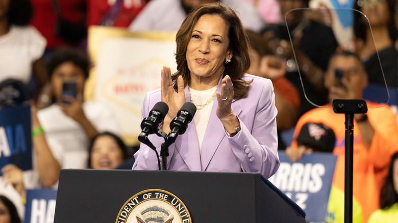 Kamala Harris at the Harris-Walz campaign rally in Las Vegas August 2024