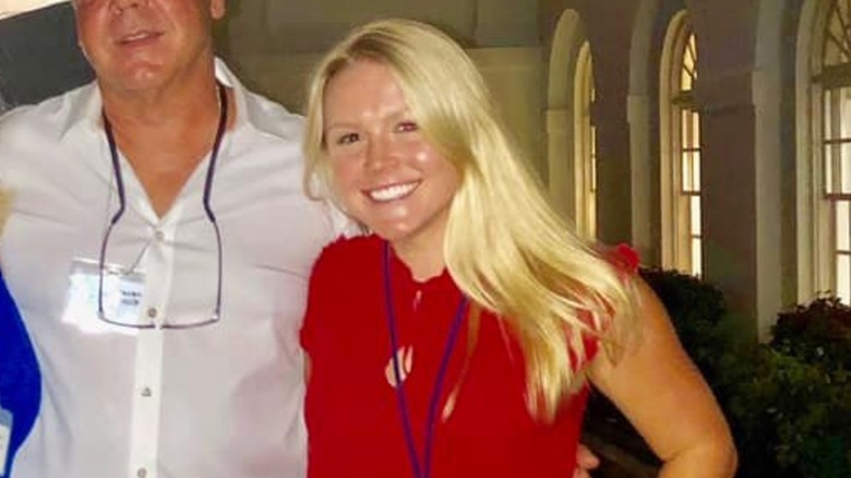 Karoline Leavitt wearing foundation that doesn't match her tan