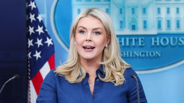 Karoline Leavitt speaking to the press