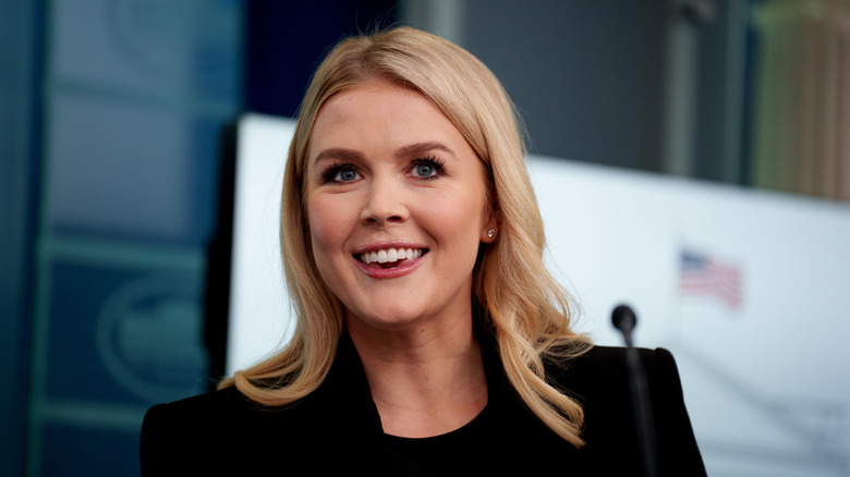 Karoline Leavitt speaks during a news conference in the Brady Press Briefing Room at the White House on February 5, 2025 in Washington, DC.