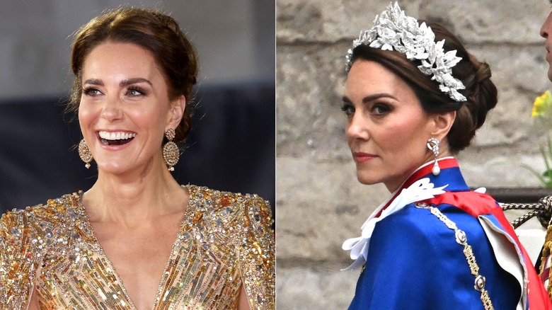 Kate Middleton at two different events. One was the James Bond premiere and one was the Coronation
