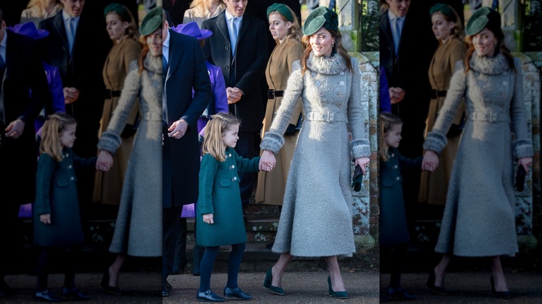 Kate Middleton and Princess Charlotte attending church