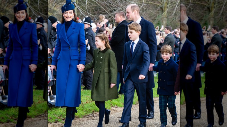 Kate Middleton in a royal blue coat