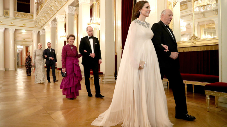Kate Middleton walking with members of the royal family in Oslo, Norway