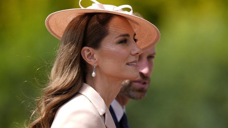 Silhouette of Kate Middleton walking with Prince William in March 2025