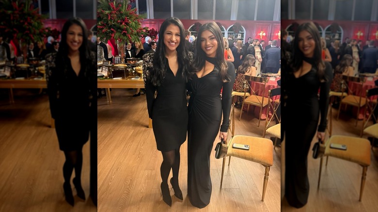 Katie Miller and Brenna Grace Flynn posing for a photo, both wearing long black dresses