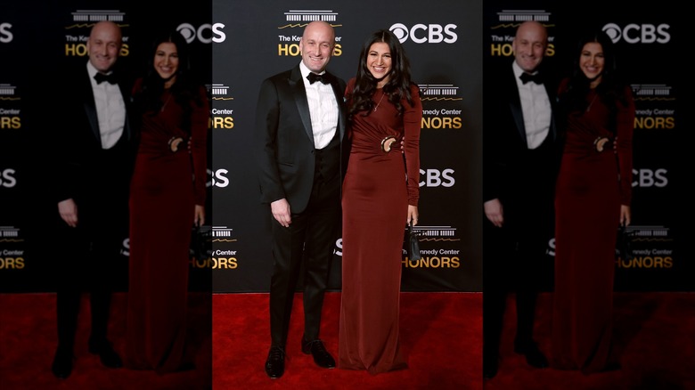 Stephen Miller and Katie Miller on a red carpet at the kennedy center
