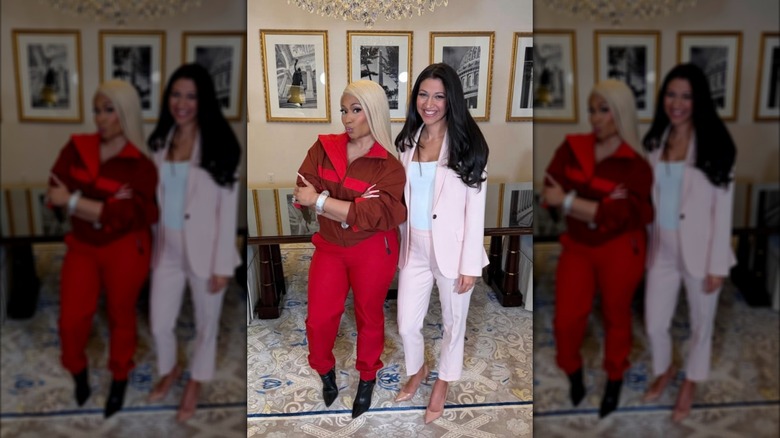 Katie Miller and Nicki Minaj smiling and posing for a photo