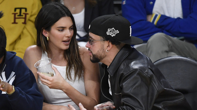 Jenner and Bad Bunny at a Lakers game in 2023