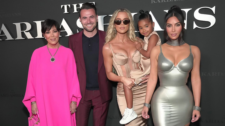 Kris Jenner, Ben Winston, Khloe Kardashian, True Thompson, and Kim Kardashian at the Los Angeles premiere of "The Kardashians"