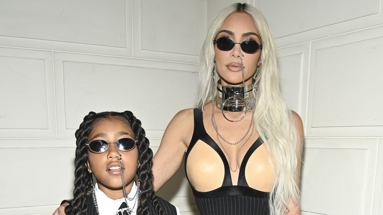 Kim Kardashian and North West at Paris Fashion Week in 2022