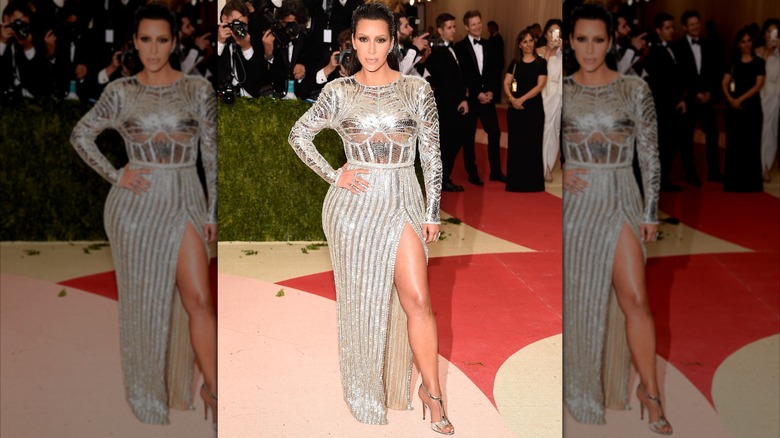 Kim Kardashian in silver at the Met Gala