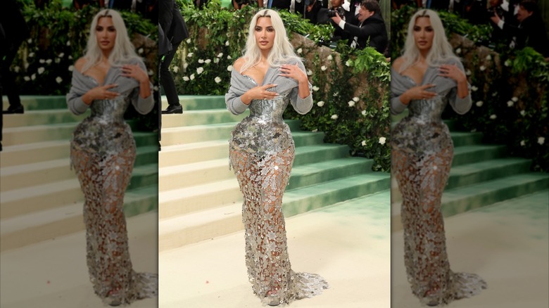 Kim Kardashian in silver at the Met Gala