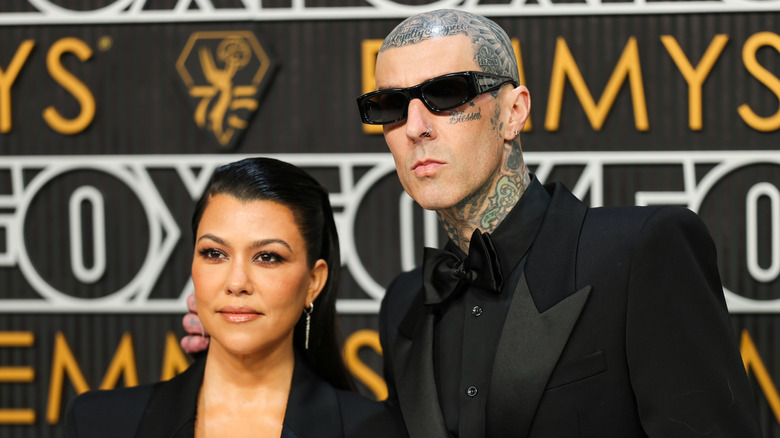 Kourtney Kardashian and Travis Barker on the red carpet