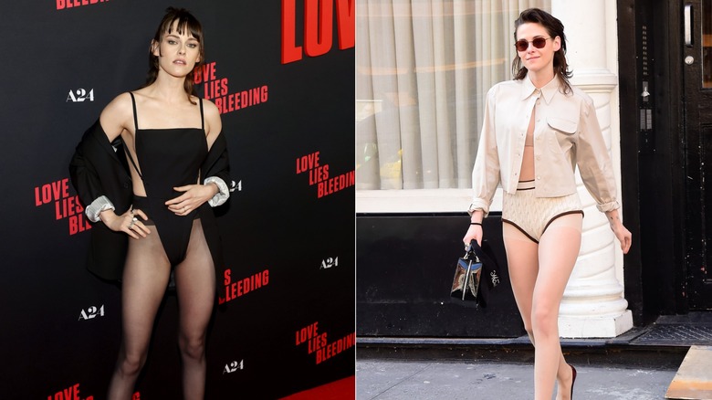 Kristen Stewart in 2024, side by side photos