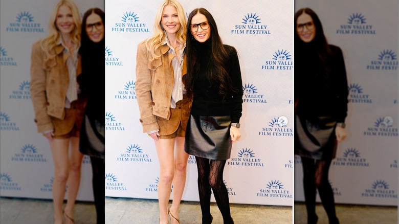 Ali Larter wearing a suede suit