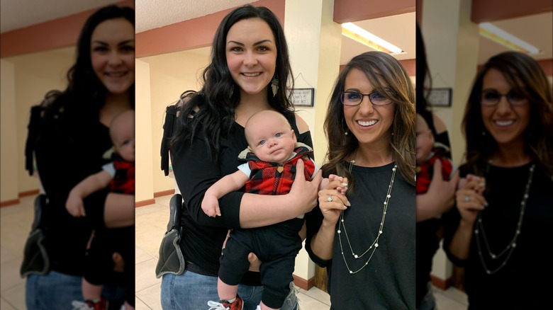 Lauren Boebert and a woman on Instagram holding a baby